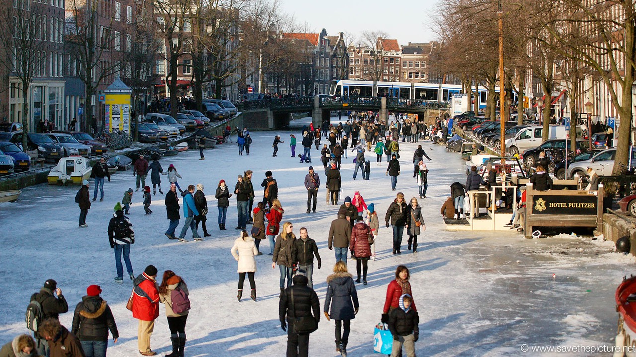 Amsterdam frozen canals Prinsengracht