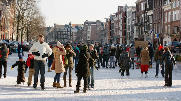 Amsterdam frozen canals, magic bubbles