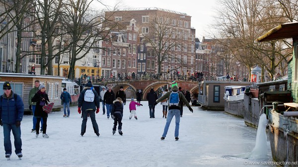 Amsterdam frozen canals, ice skating