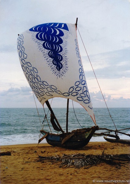Sri Lanka catamaran sail art blue