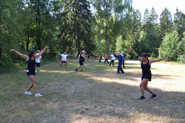 Training on the field,one of our outdoor dojos during the Taikiken Natural Tuning workshops in the Czech Republic